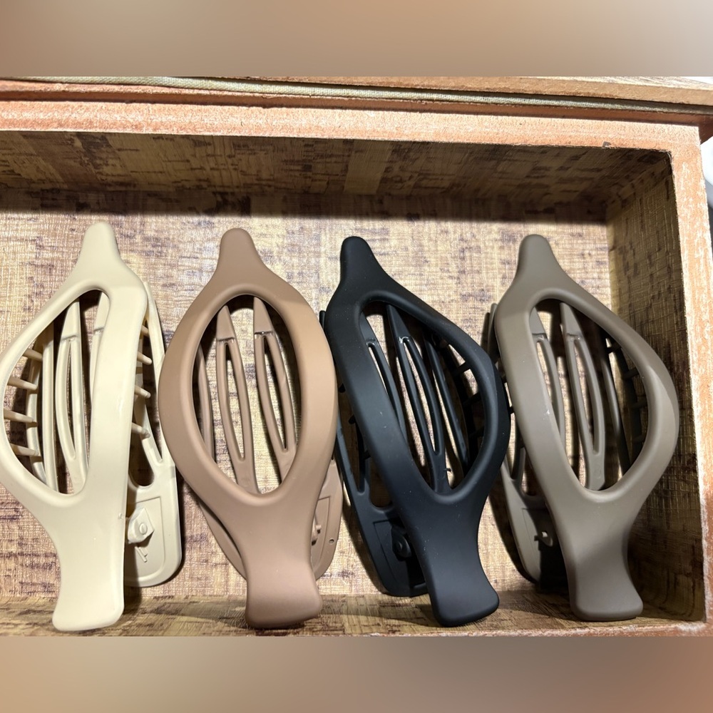 Set of Four Hair Clips in Neutral Tones